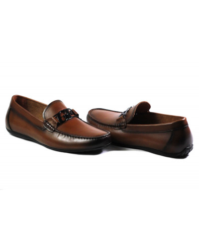 MOKASYNY JOHN DOUBARE BY BROOMAN - 4D03-2J-B4 BROWN