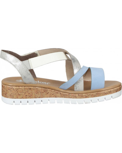 SANDAŁY RIEKER - 910251-00 WHITE/BLUE